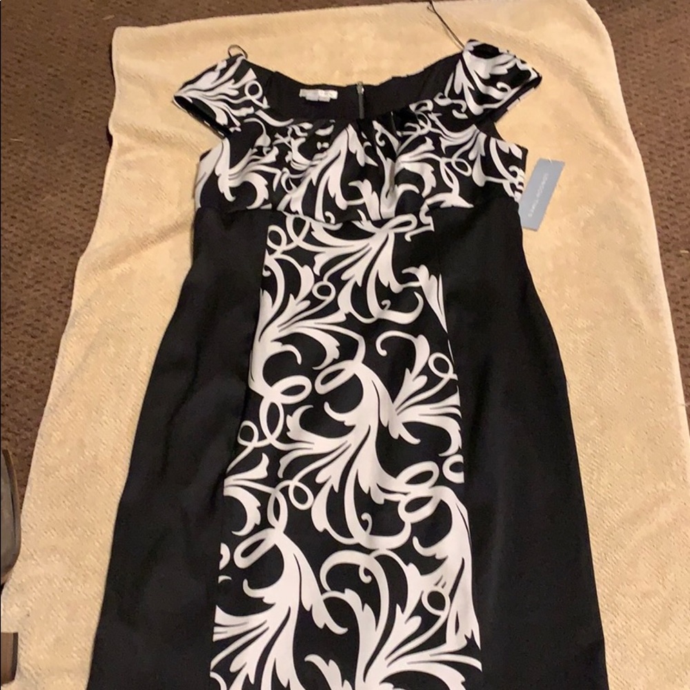 Black and white floral dress